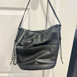Michael Kors Black Leather Hobo Bag with Modern Design